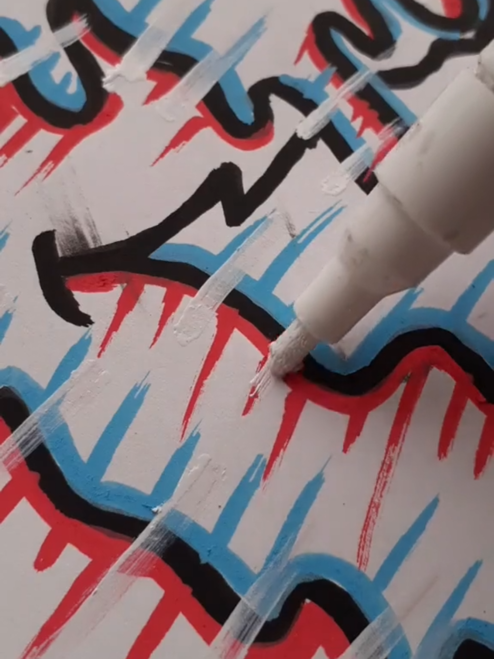 A post by @zaidalhamwi on TikTok caption: Glitch effect drawing 