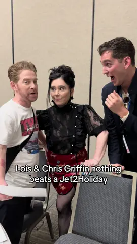 A post by @themattfriend on TikTok caption: Lois & Chris Griffin nothing beats a Jet2Holiday #familyguy #loisgriffin #animation #chrisgriffin #sethgreen  #jet2holidays #jet #cartoon 