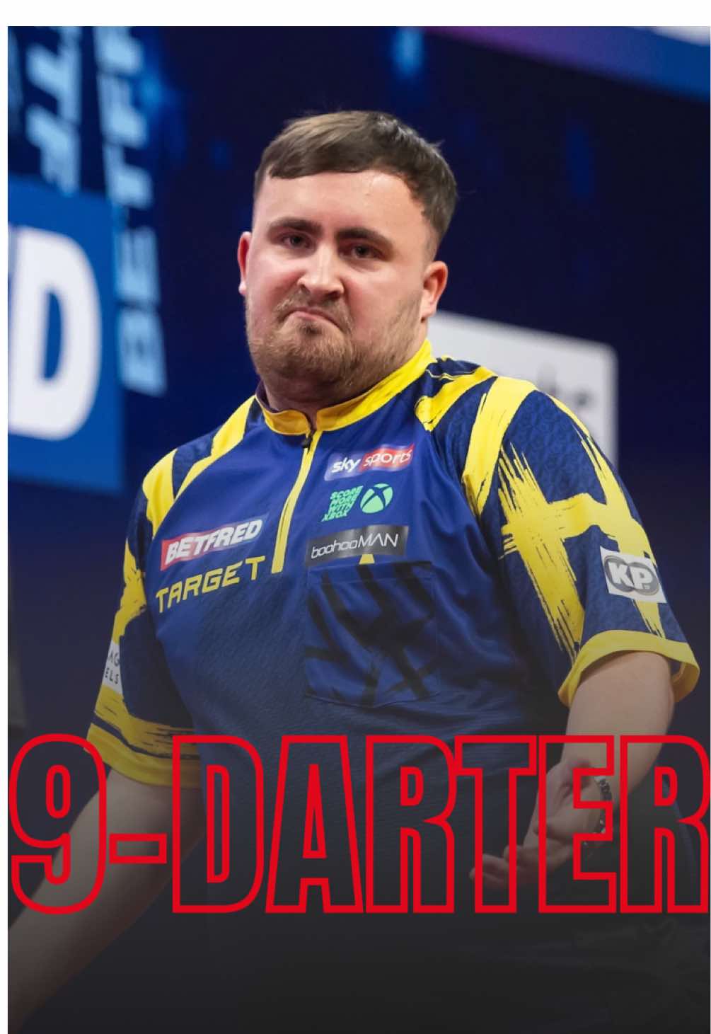 A post by @pdceuropedarts on TikTok caption: LUKE LITTLER HITS THE 9️⃣ 🤯 „The second best leg you will ever see in your live“ #9darter #pdceurope #worldmatchplay #lukelittler