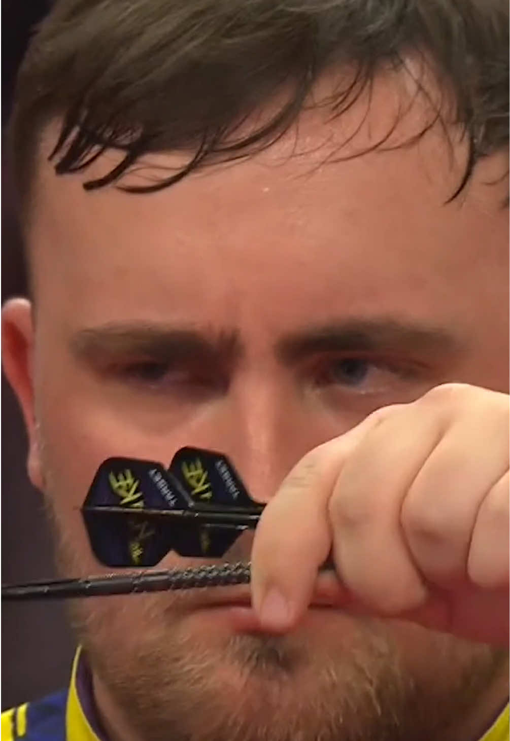 A post by @pdceuropedarts on TikTok caption: Highlight after Highlight in tonight’s World Matchplay semi-final 🤯 Josh Rock reels in the big fish and averages 104.15 in a world class match against Luke Littler 🎯 #worldmatchplay #pdceurope #darts #bigfish