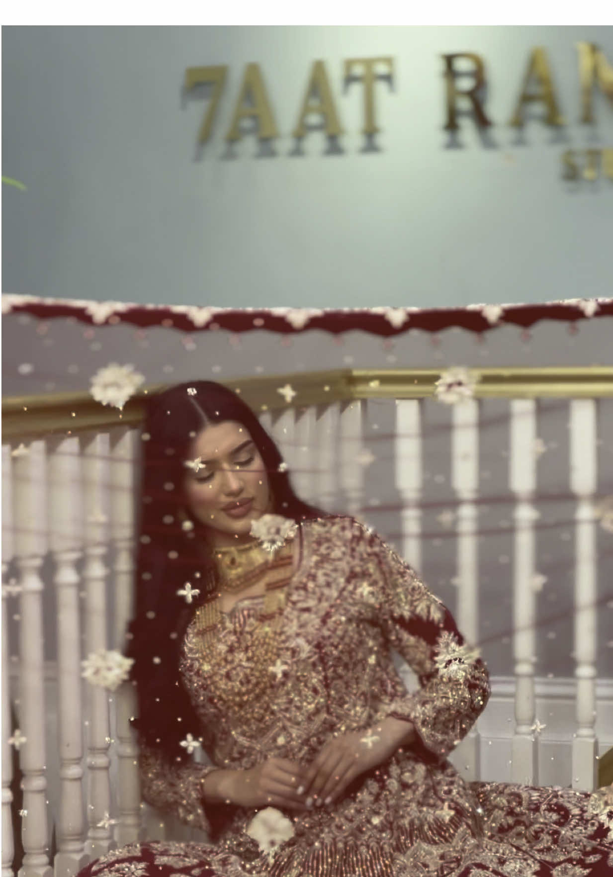 A post by @7aatrangbridal on TikTok caption: A VERY BEAUTIFUL UNIQUE BRIDAL OUTFIT BY 7AATRANG BRIDAL🤩❤️#7aatrang #saiyaara #fancy #newstock #kidsdress #CapCut #benharad #unfreezemyacount #burjfabrics #pathanscollection #shahjahan #fyp #million #model #bridal #saree #arabi #sale #gharara #bridallehenga 