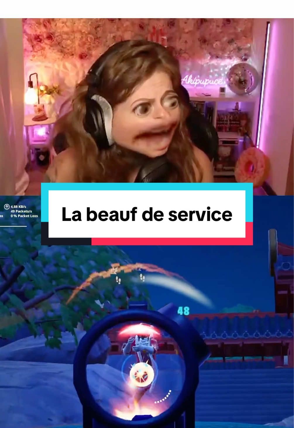A post by @akipupuce on TikTok caption: Une beauf qui n’aime pas le skin Snoop Dogg et qui fait du tuning pour marquer l’bitume 🫠  #humour #pourtoii #fyp #troll #fortnite 