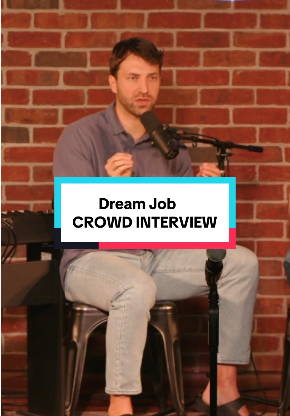 A post by @theimprovguy on TikTok caption: Dream Job | CROWD INTERVIEW #improv #crowd #archaeology #musicalmonday #improvbroadway 