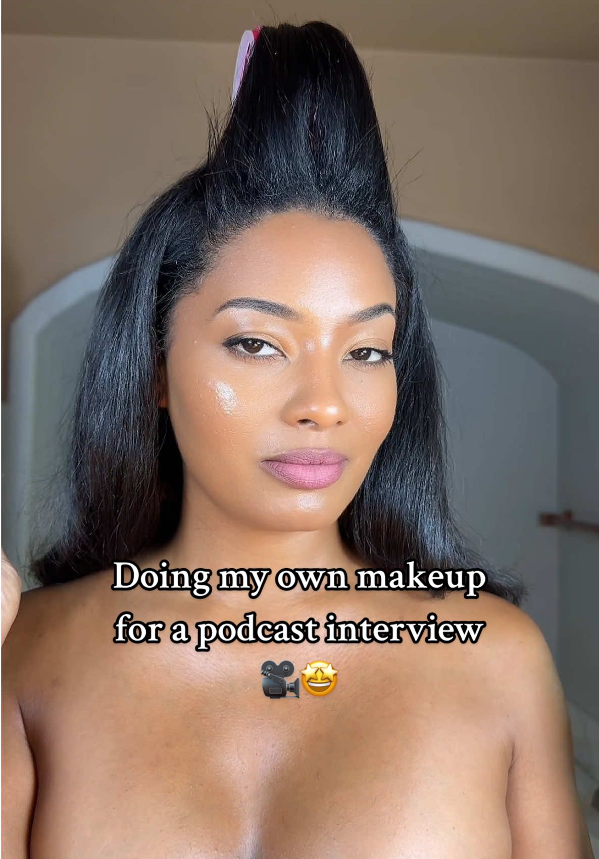 A post by @la_britney on TikTok caption: Podcast glam 🤩 #grwm #makeup 