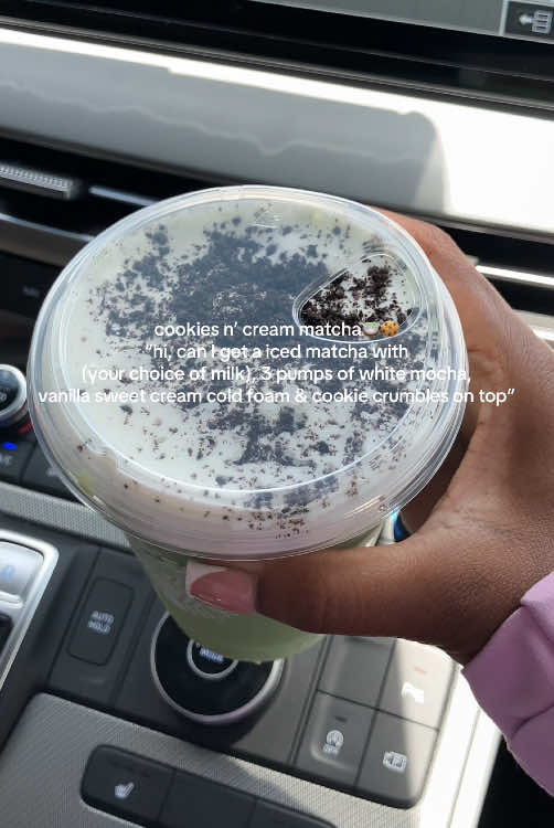 A post by @jaaliyahs on TikTok caption: Run to @Starbucks & get one of these😍 thank me later! #cookiesandcream #starbucksdrinks #starbucks #trending #fyp #matcha #matchalatte #cookiecrumble #starbucksbarista #fypシ 