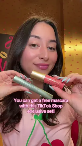 A post by @toofaced on TikTok caption: YES! 😍 You saw that right - Our Lips, Cheeks & Lashes Makeup Set is the ultimate must-have exclusive bundle for only $28! What you get: 🩷 Full-size Cloud Crush Whipped Lip & Cheek Color with hydrating hyaluronic oil for a fresh, natural flush that lasts all day - no touch-ups needed!  💙 Full-size Better Than Sex Waterproof Mascara for bold, waterproof lashes All this beauty, packed into one perfect set - a $57 value for just $28! 🛍️ Shop now on TikTok Shop! #toofaced #tfcrueltyfree 