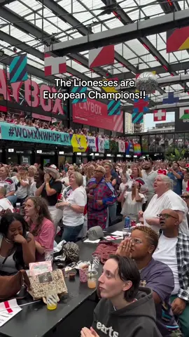 A post by @visitlondon on TikTok caption: The Lionessess have done it again!! BACK-TO-BACK EUROPEAN CHAMPIONS🏆🏆🏆  Here’s how BOXPARK Croydon celebrated 🎉👏🙌  🎥 boxparkcroydon  #LondonMakesItPossible #VisitLondon #WEURO2025 #london #lionesses #VisitLondon #boxpark #boxparkcroydon #boxparklondon #londonlife #england #football #euros #womensfootball #womenseuros #womenseuros2025 #euro2025 #lionessess #lionessesfootball 