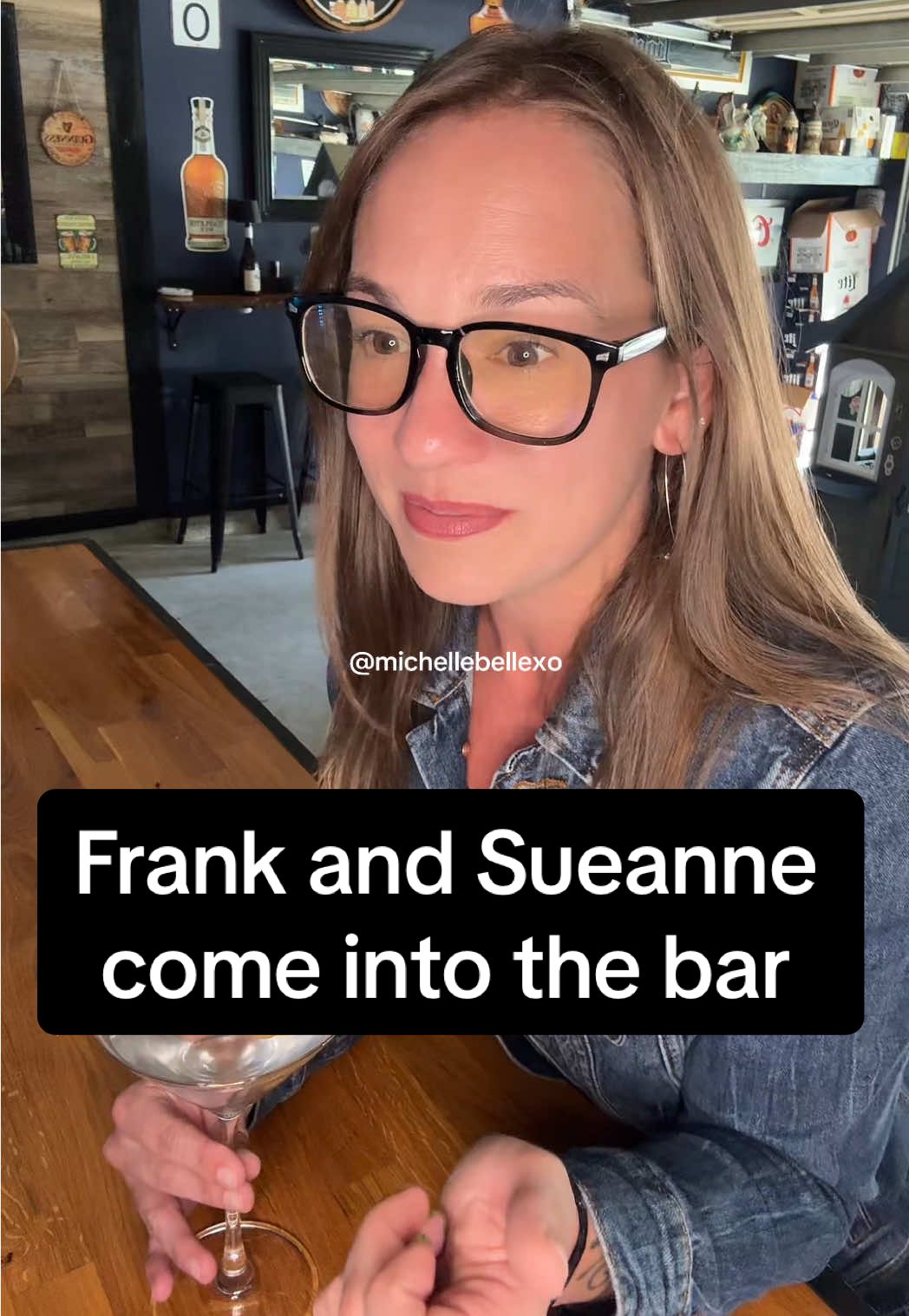 A post by @michellebellexo on TikTok caption: Frank and Sueanne come into the bar to attend Frank’s company summer party and to give me the tea🥰 #bartender #irishgoodbye #neighborhoodbar 