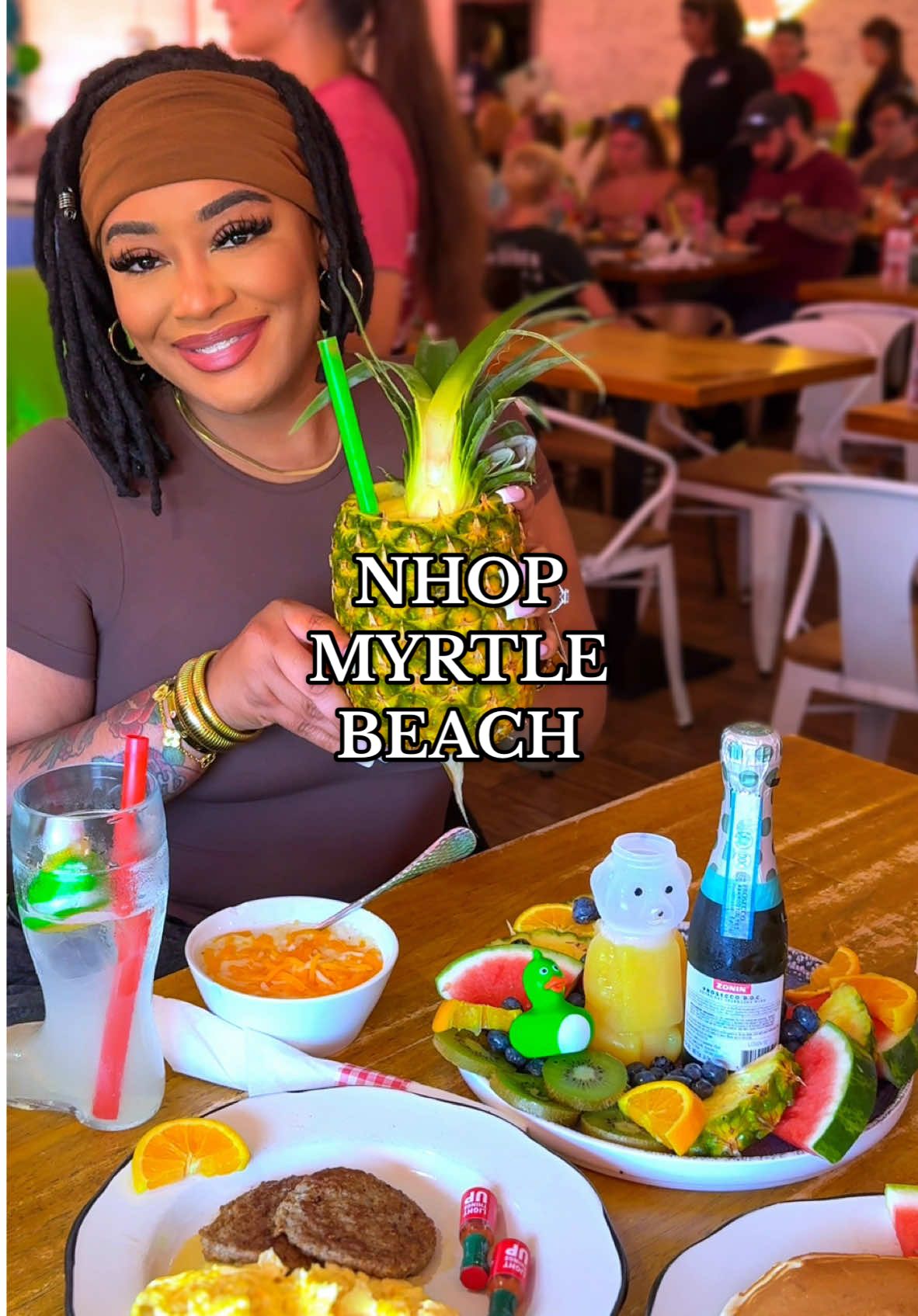 A post by @summerreignhenning on TikTok caption: Amazing brunch experience at NHOP in Myrtle Beach 🥞 @NATIONAL HOUSE OF PANCAKES 😋