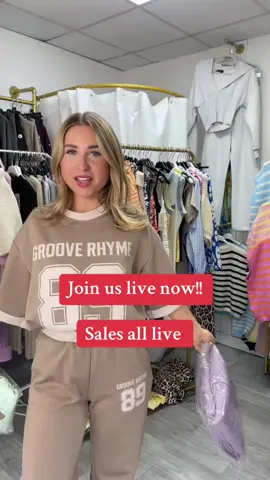 A post by @westwardrobeuk on TikTok caption: Join us live now!!👀 #sales #discount #sets #summer #tracksuits 