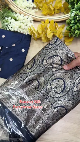 A post by @fabeha_sarees on TikTok caption: Elegant Banarasi Silk Saree with Antique Zari Weaving Make a bold and beautiful statement with this *Elegant Banarasi Silk Sarees*, a timeless treasure for every wardrobe. Crafted from luxurious Banarasi silk, this saree features intricate antique gold zari work in traditional floral and paisley patterns that exude regal charm. The contrast of rich fabric with ornate weaving makes it a perfect pick for festive events, weddings, and evening occasions. #tiktokmademebuyit #partywearsaree #weddingsaree #saree #sareelover 
