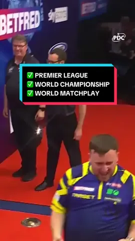 A post by @officialpdcdarts on TikTok caption: Luke Littler has now clinched three of darts’ biggest titles! 🏆 @LukeTheNuke🎯 