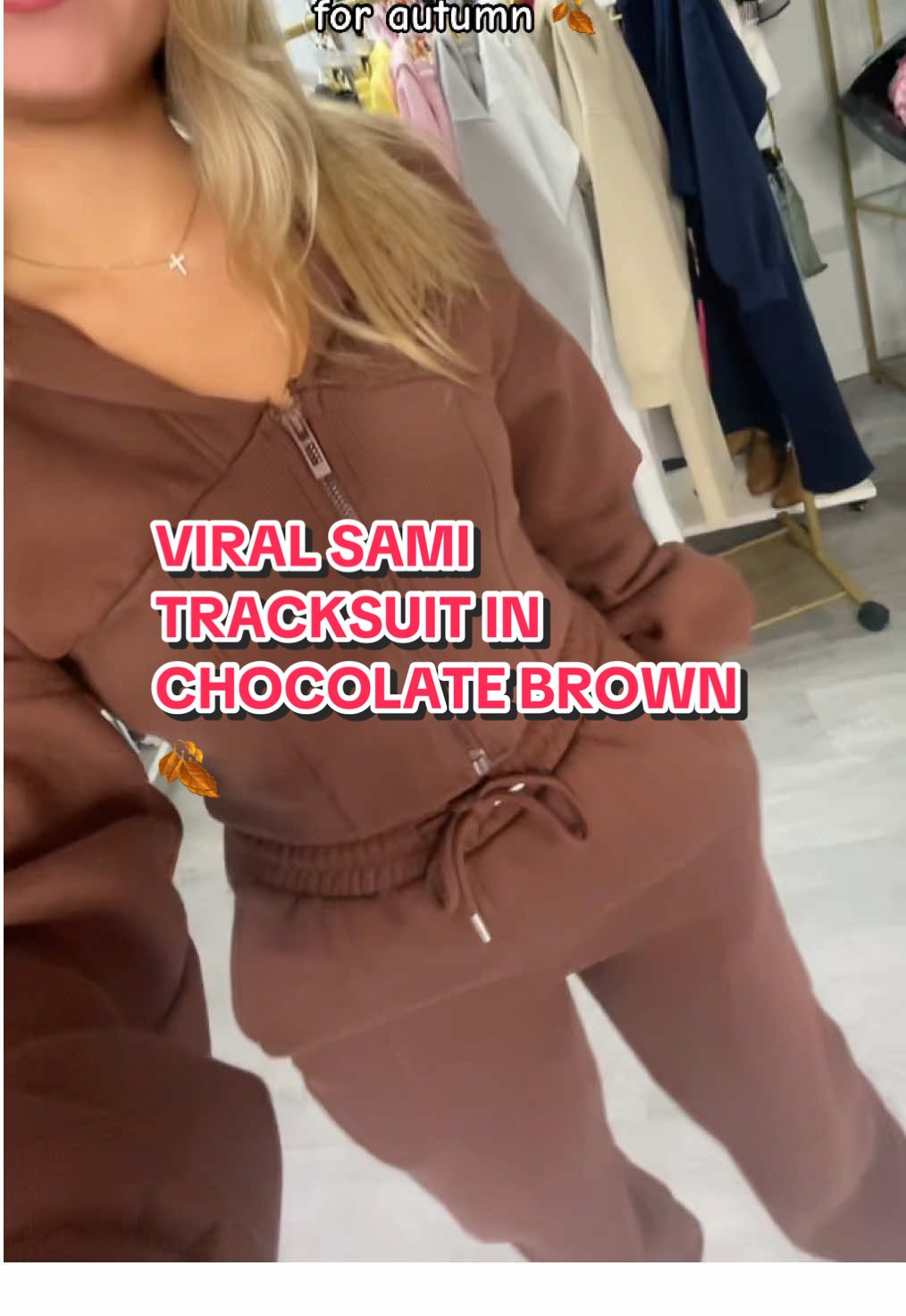 A post by @westwardrobeuk on TikTok caption: Chocolate brown this season🍂🍂🤎 #tracksuit #viraltracksuit #newin #fleecelined #tracksuit #autumntracksuit 