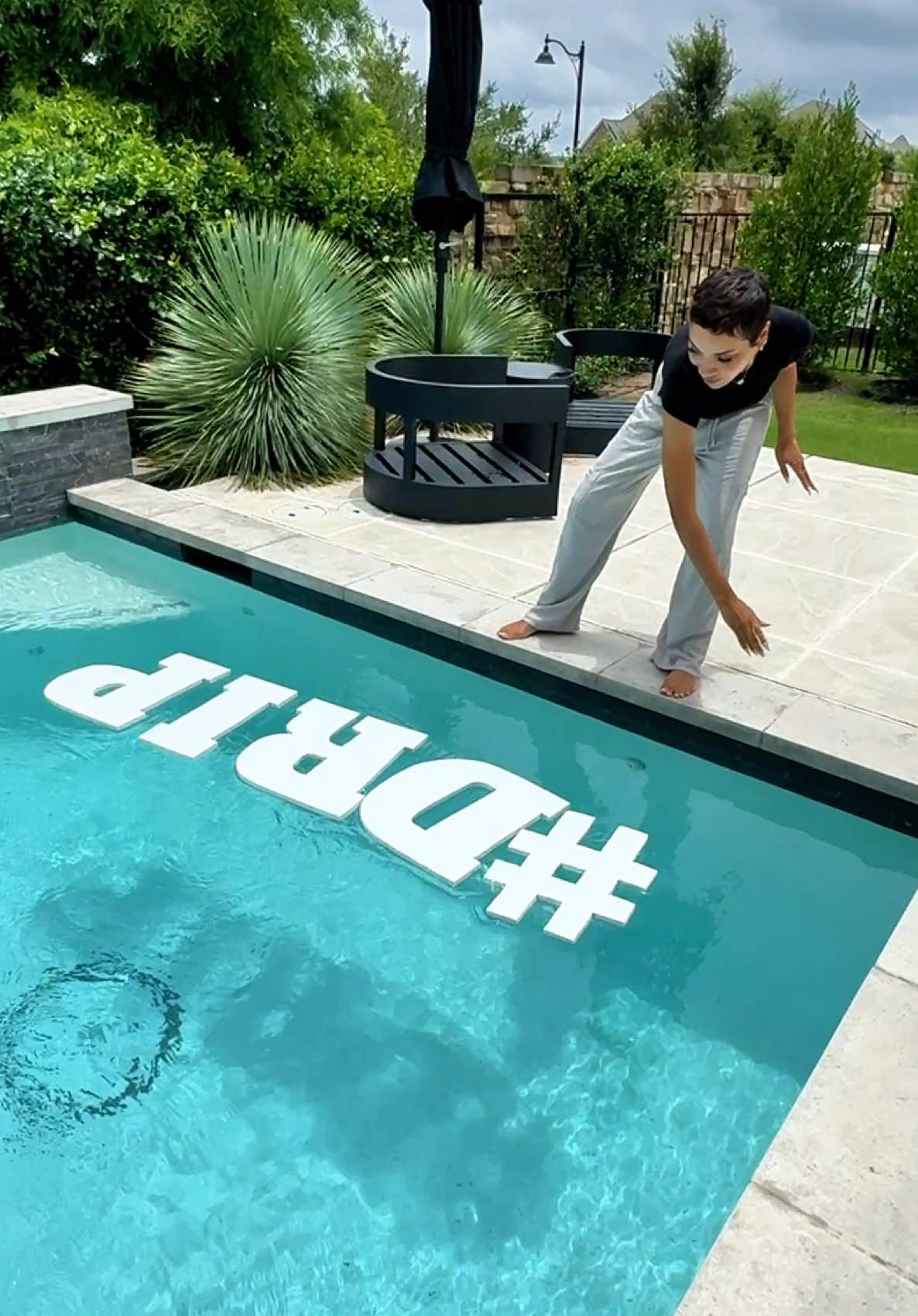A post by @ravenelysetv on TikTok caption: I made DIY floating letters for my pool party! #PoolPartyIdeas #PoolPartyDecor #PoolPartyDIY