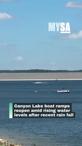 A post by @mysanantonio on TikTok caption: Historically low water levels led to a frustrating reality for boat lovers as officials closed all 23 public boat ramps at the drought-stricken Canyon Lake nearly a year ago. But, it’s all about the numbers, according to Comal County officials. Following the Fourth of July floods, water levels have rebounded from 60-year historic lows. With the current water levels, officials have slowly begun reopening a handful of boat ramps, so boat lovers can slowly start to rejoice. 🚤  MySA had a chance to talk with longtime boater Jason Taylor to get his thoughts on the recent water level changes. 🌊 #texas #news #sunmer #weather #water #lake 