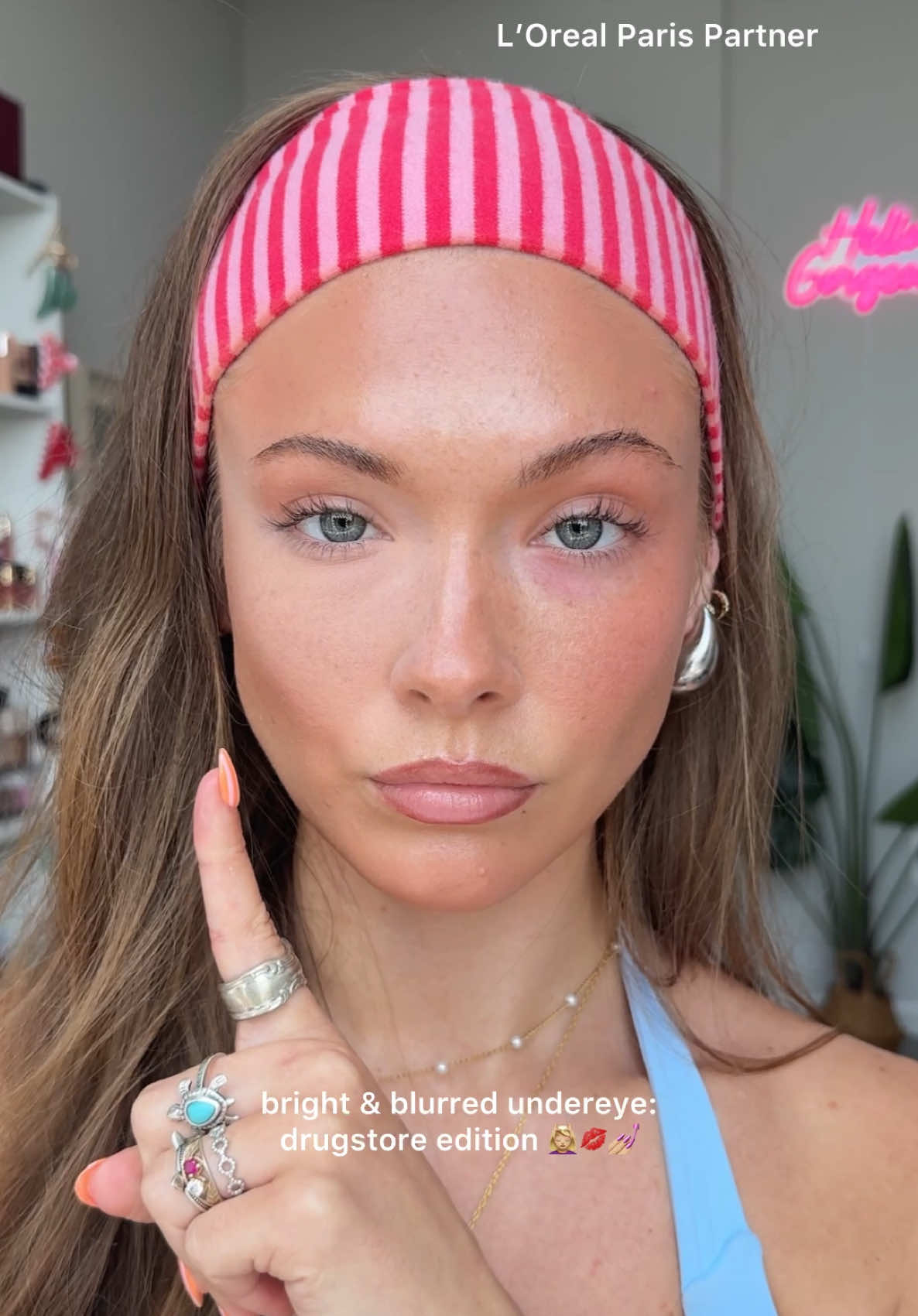 A post by @ on TikTok caption: #ad The Blurfection Setting Powder from @loréal paris usa is my fav for brightening & blurring my undereyes!! ✨💆🏼‍♀️🌸  #lorealparispartner #lorealparismakeup 