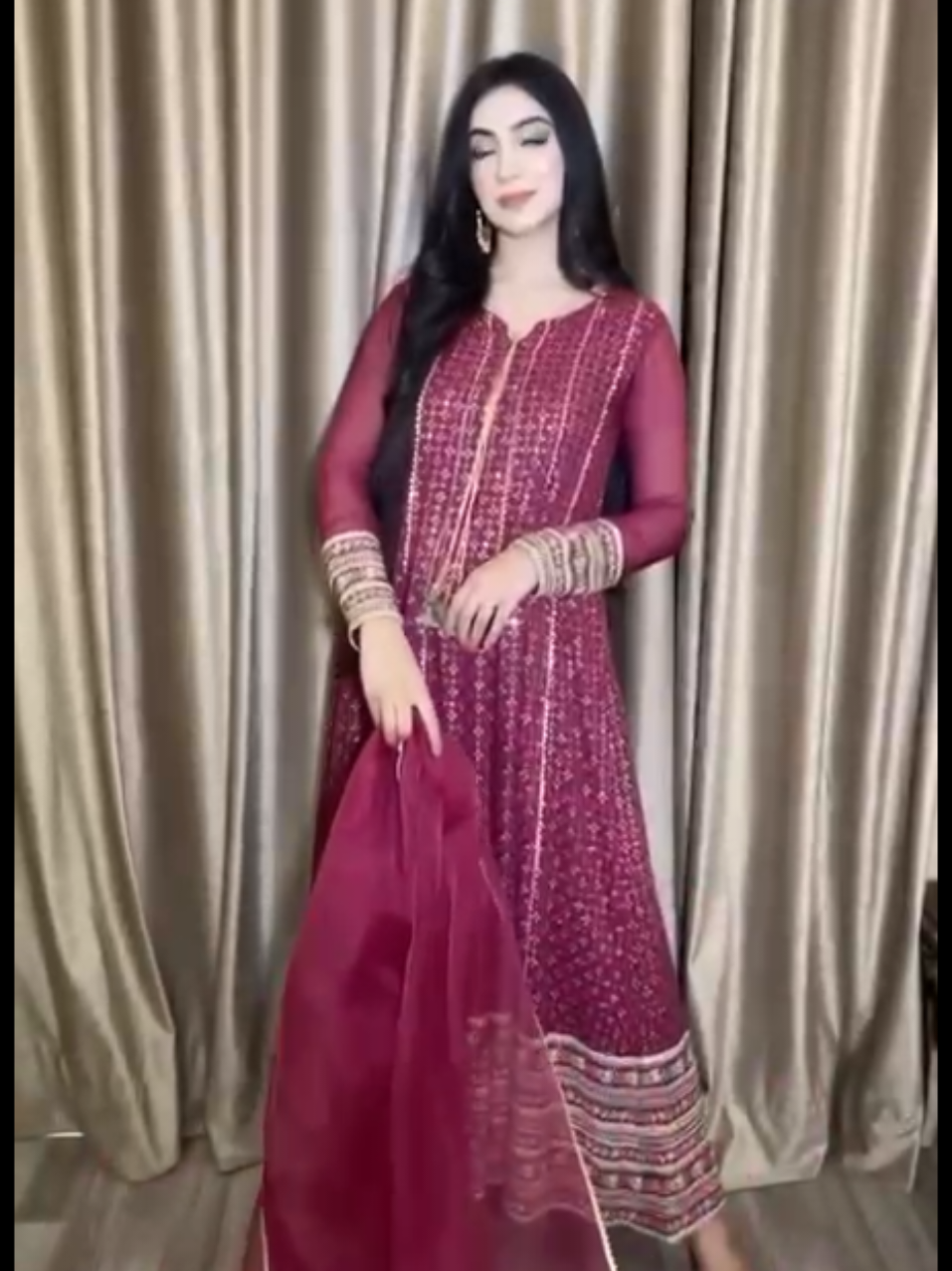 A post by @uksuits__collections1 on TikTok caption: +447404679080 order on WhatsApp #pakistanisuit #pakistanifashion #anarkali #lehengacholi #eveninggown 