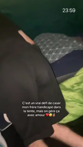 A post by @jamil_et_marwan on TikTok caption: À deux dans la galère, à deux dans la lumière Camping bien Cardio ❤️✌🏽🤣#pourtoi #handicap #monfrere #tente #camping #imc #duos #🙏🏽 #❤️ #lafamille #montout #mavie #vacances #marwanetjamil 