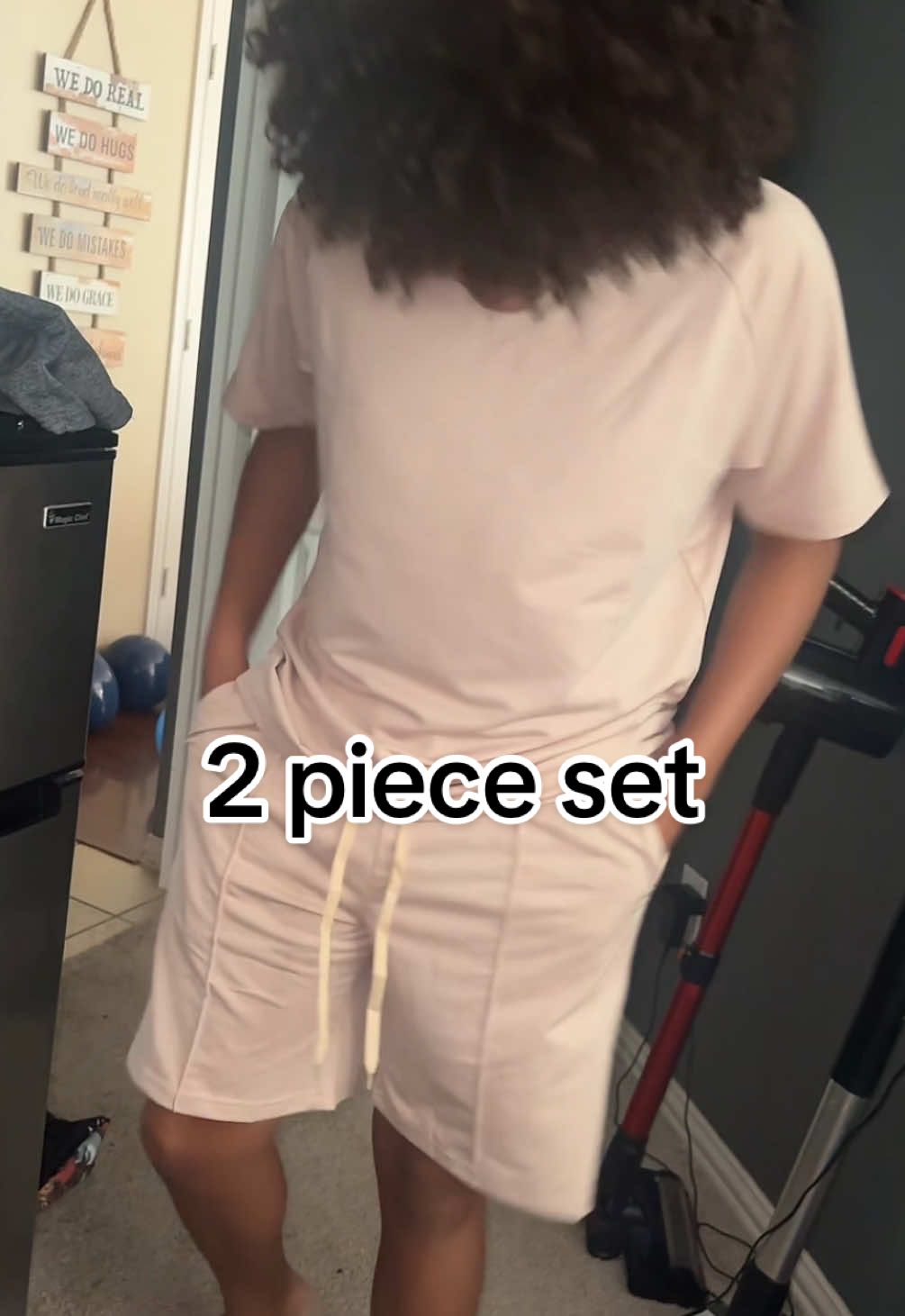 A post by @kickinitwith_kt on TikTok caption: Cute 2 piece set for my son, back to school!  #backtoschool #2pieceset #khaki #shorts #tshirt #fyp 