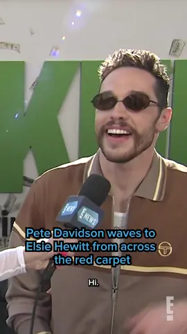 A post by @enews on TikTok caption: This sweet red carpet moment with Pete Davidson and Elsie Hewitt has us feeling giddy. ❤️ #ThePickup