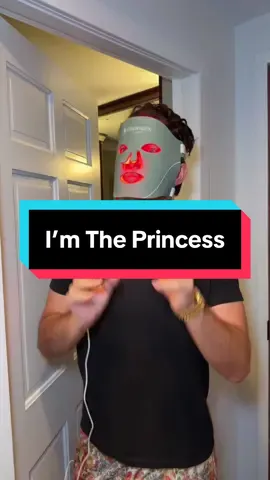 A post by @ericgoldie on TikTok caption: It’s me…I’m the princess! @omniluxled making my skin glowwww! #omniluxpartner #glassskin #couplescomedy 