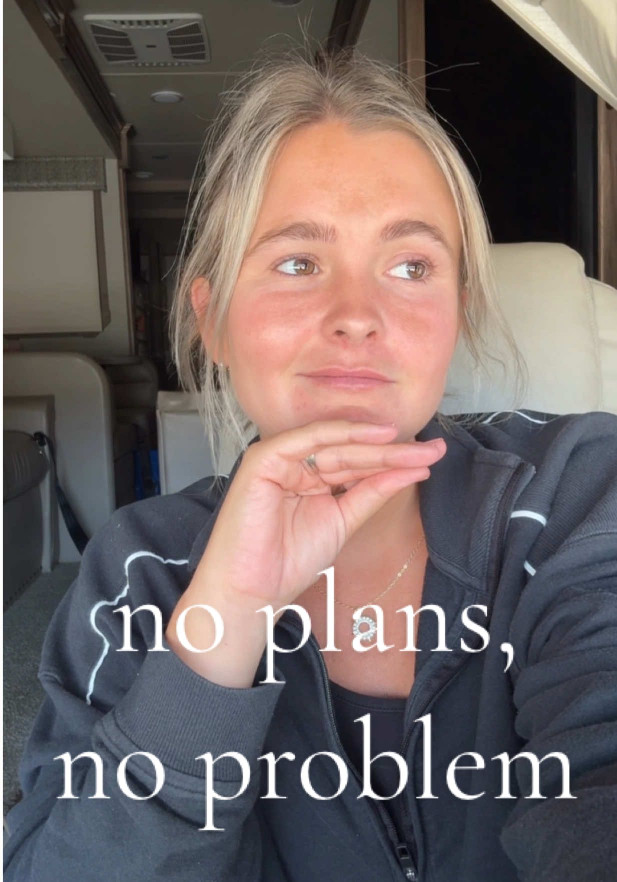 A post by @madisonruffmay on TikTok caption: Just winging it. No place to stay, may be in the Cracker Barrel parking lot tonight 🤪 #vacation #surprise #momlife 