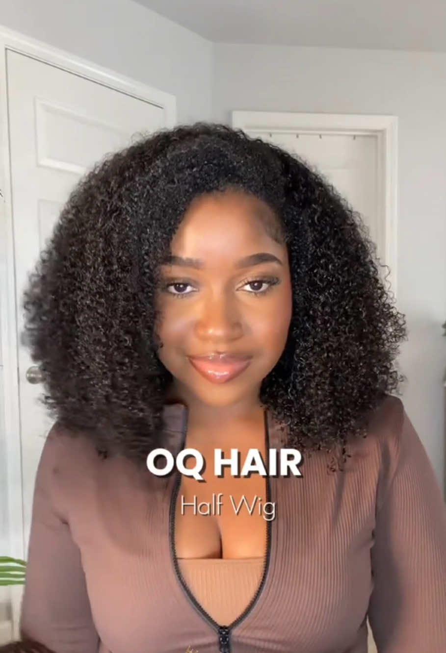 A post by @oqhair on TikTok caption: Half wigs all summer 🙌🏾🙌🏾 Hair info: 18” Afro curly half wig (🔗 in my bye-oh!) ,enjoy extra 𝟐𝟖%𝐎𝐅𝐅 with " Code:𝐓𝐊𝐕𝐈𝐏 "#oqhair #humanhair #tiktoktopwigs #wiginstall #halfwig #wigstyling #backtoschool 