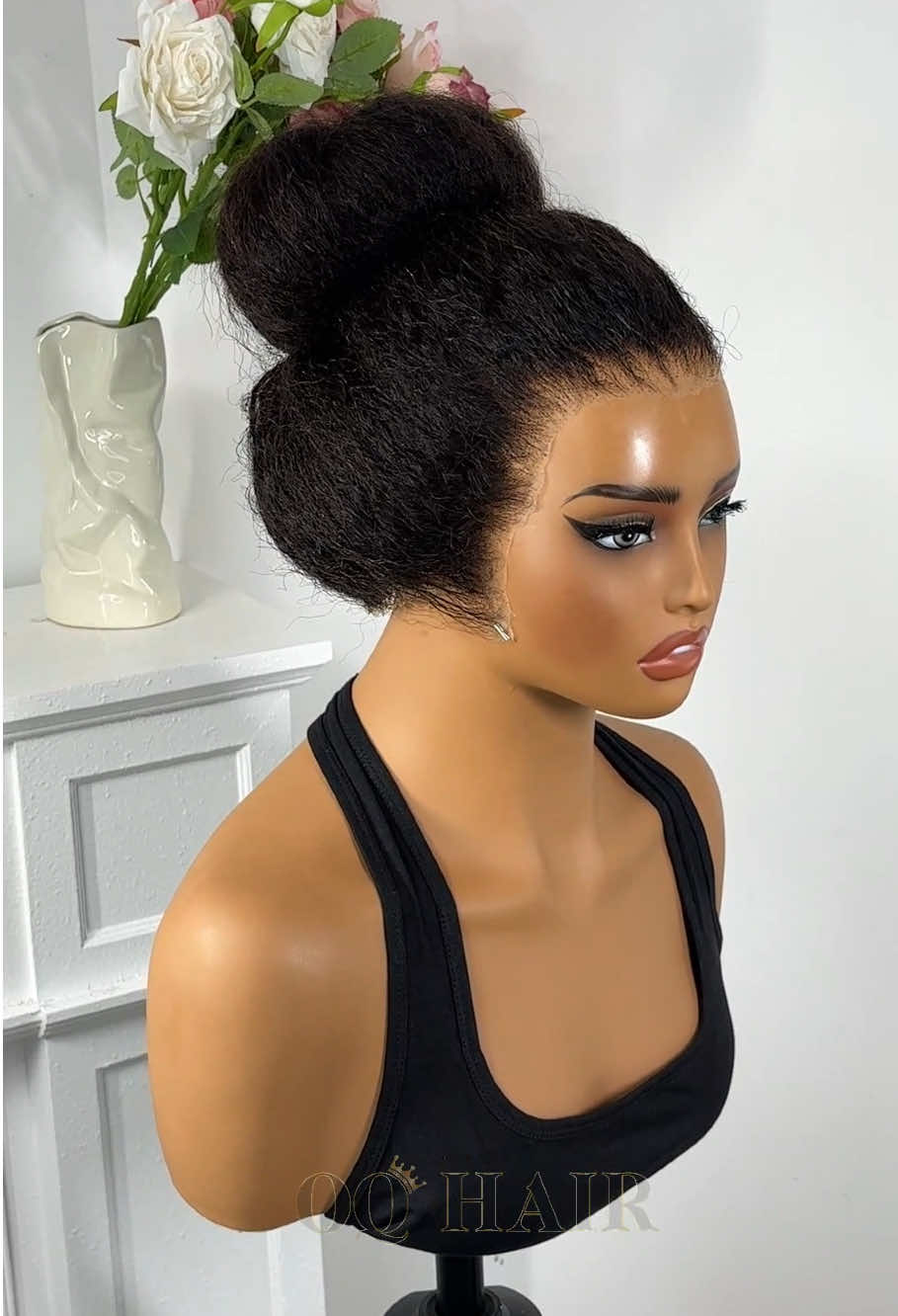A post by @oqhair on TikTok caption: Girlssss💘It‘s time to slay your new look with this glueless 360 wig🤭💖 Hair info: 24” kinky straight 360 invi-drawstring glueless wig (🔗 in my bye-oh!) ,enjoy extra 𝟐𝟖%𝐎𝐅𝐅 with " Code:𝐓𝐊𝐕𝐈𝐏 #humanhair#humanhair #tiktoktopwigs #wigstyling #360wig #ponytail #hairstyles #kinkystraightwig #backtoshool  #fyp 