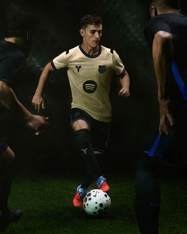 A post by @fcbarcelona on TikTok caption: A shared mindset inspired by the fearless and relentless pursuit of constant improvement. We believe in Mamba Mentality. @Nike Football 