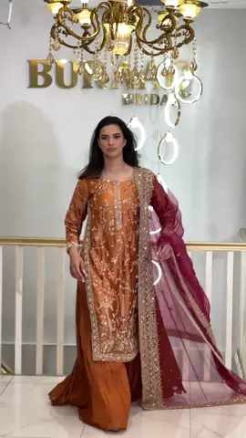 A post by @buraaq_bridal on TikTok caption: Elegance that speaks for itself ✨ Explore our latest bridal & party wear at Buraaq Bridal, Birmingham. For orders & inquiries, WhatsApp only:  +447908 896850 💬 #viralvideos #trendingdesign #pakistan #fypuk🇬🇧📍 #fyp #weddingdress #desi #birmingham #bollywoodsong 
