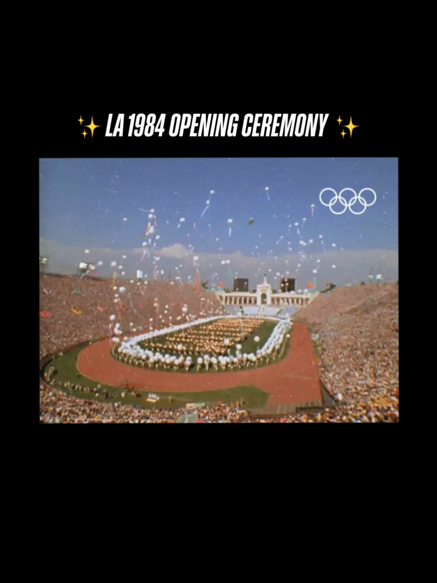 A post by @olympics on TikTok caption: 41 years ago, the world witnessed what can only be described as a show. 🎉👏 The #LA1984 Opening Ceremony set the bar high. Will the Rocket Man make a second appearance at #LA28? #Olympics #OpeningCeremony