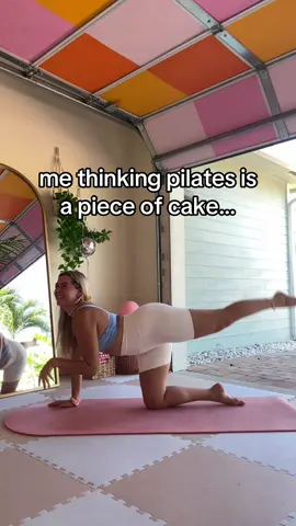 A post by @calliegualy on TikTok caption: lol instantly humbled 😅 join the free 21-day pilates challenge in my b!0 today! #pilates #pilatesworkout #pilatesinstructor 