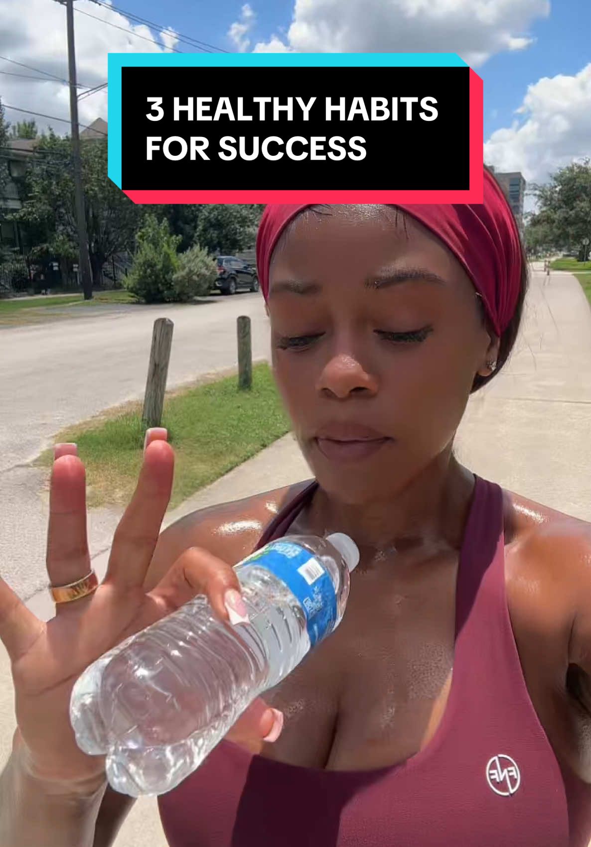 A post by @fitnfineewithpenelope on TikTok caption: 3 healthy habits to develop for success on your fitness journey #fyp #100lbsdown #weightlossmotivation #fatloss  