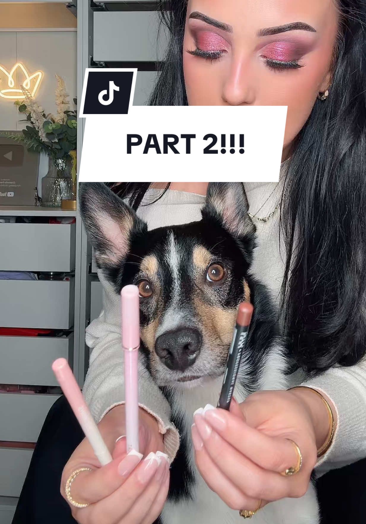 A post by @chantelleef on TikTok caption: 10/10 for Jets makeup picks💅🏼😎 He just knows… what challenge should we do next?!💬✨#makeuptok #dogtok Everything used: @SHEGLAM Dual Powder Pink & Moon Highlighter & plump lip liner  @PLOUISE Face Palette @nyxcosmetics_uk bettermelt blush @Fenty Beauty You Mist Setting Spray @e.l.f. Cosmetics UK glow reviver oil in princess cut 