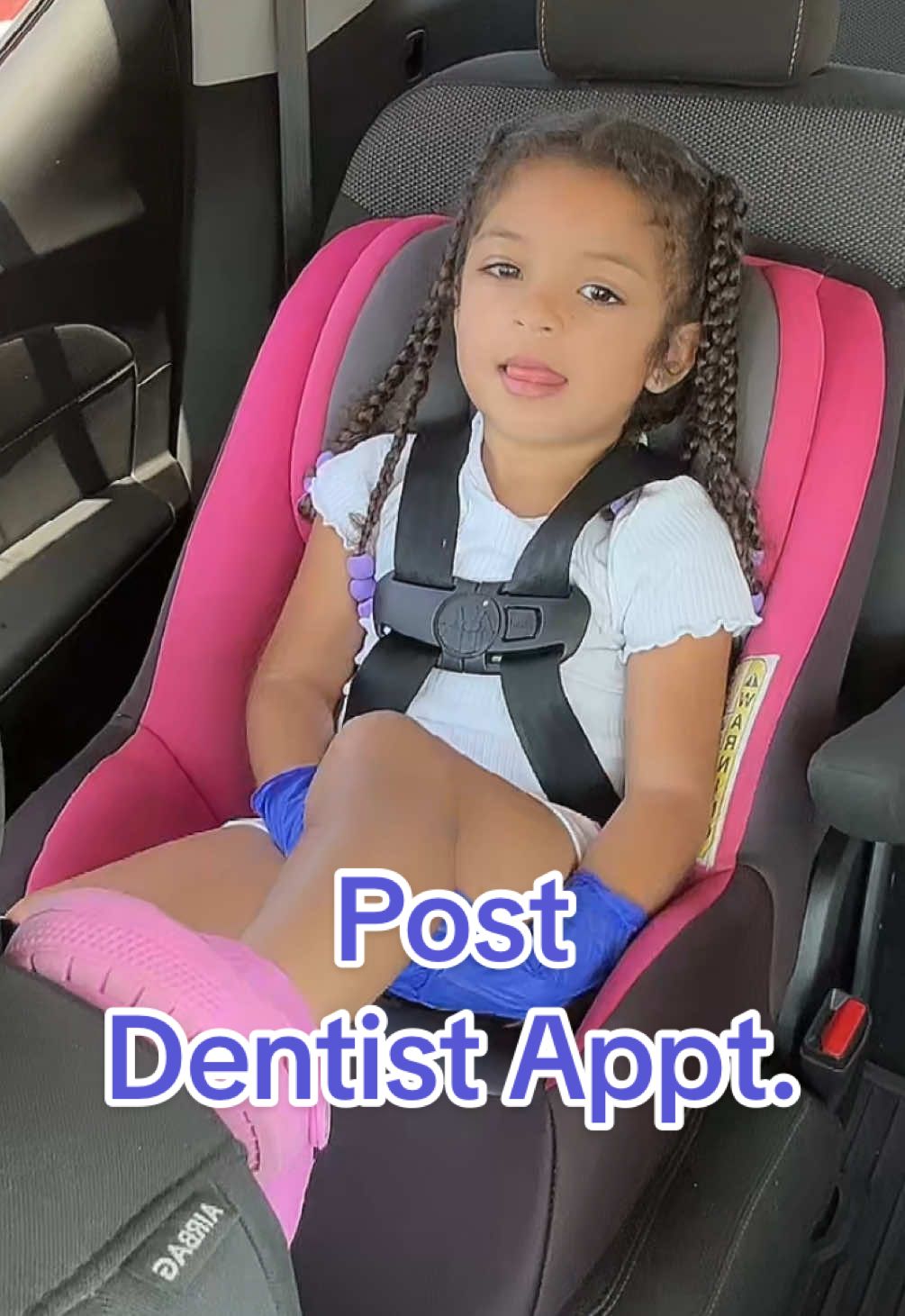 A post by @kickinitwith_kt on TikTok caption: Dentist Appointment went great! Check out her “toy”. 😂 #dentist #appointment #toy #rubbergloves #autism #autistic #autismawareness #fyp 
