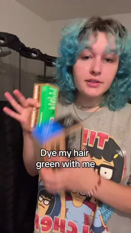 A post by @josiekayz on TikTok caption: Dying my hair green w @Good Dye Young d the editing is.. it was 8am and I hadn’t slept💔
