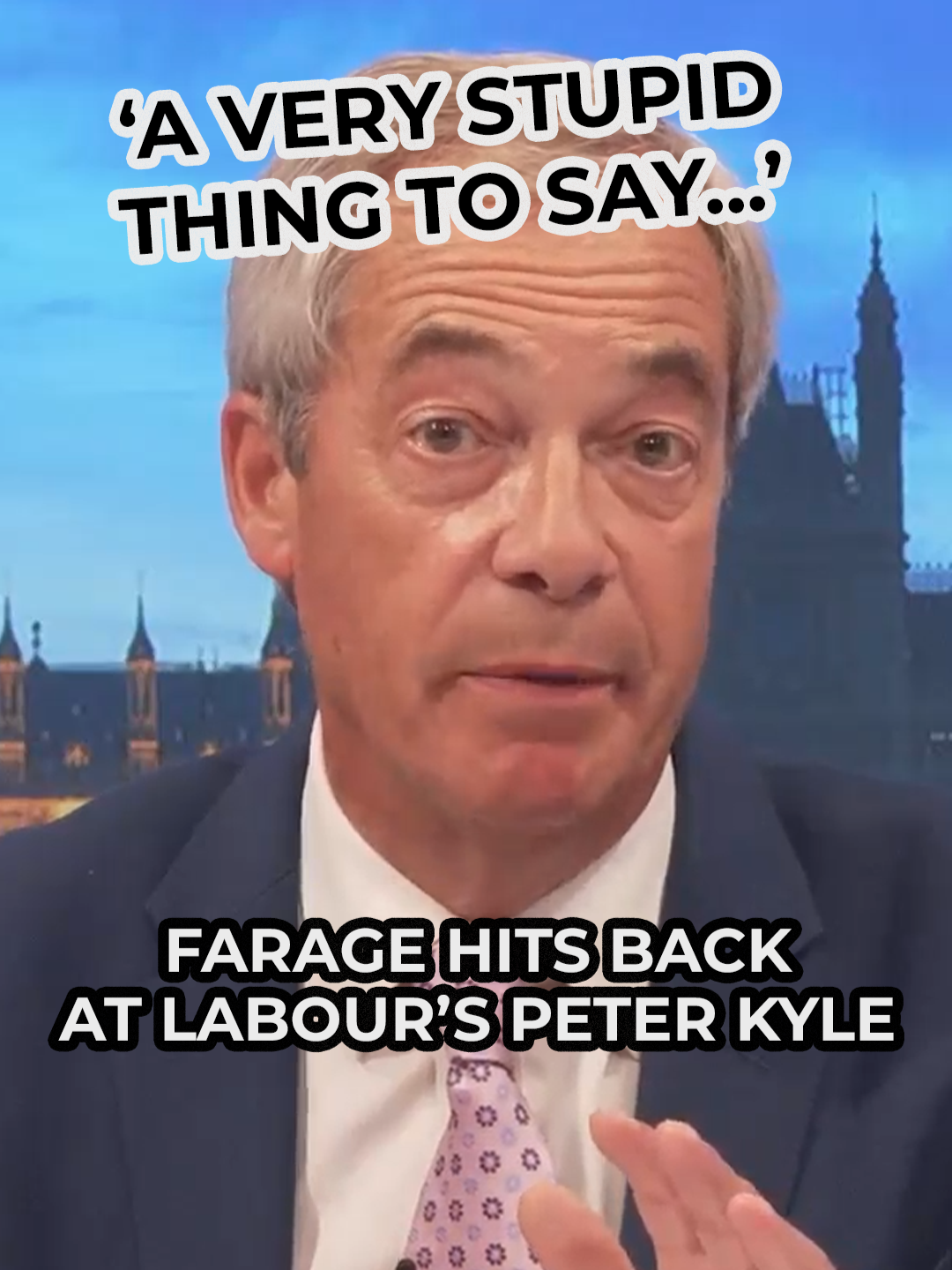 A post by @gbnews on TikTok caption: Nigel Farage says the Online Safety Bill is a 'threat to free speech.' It comes after Labour's Peter Kyle compared the Reform UK leader was on the side of predators like Jimmy Savile. Speaking on GB News, Farage said the comments were 'absolutely appalling' and 'very stupid'. #NigelFarage #Farage #PeterKyle #Labour #OnlineSafety #ukpolitics #GBNews