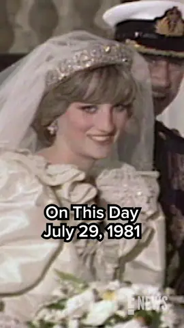 A post by @enews on TikTok caption: On this day 44 years ago, millions around the world tuned in to watch the wedding of Prince Charles and Lady Diana Spencer, known to the world as Princess Diana.