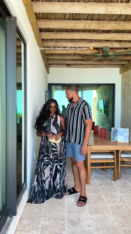 A post by @hindirlane on TikTok caption: Truth is he rather be doing something else 🤭  But here is most of what we wore in Turks and Caicos  #couplesfitcheck #couplesvacationoutfits #couplesoutfits #vacationfitcheck 