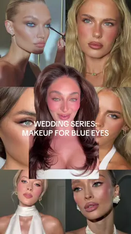 A post by @vanessanicolestern on TikTok caption: BRIDAL SERIES: Makeup to amplify your blue eyes  @Drunk Elephant intensive hydration serum @Huda Beauty easy blur foundation  @Natasha Denona liquid bronzer @Milani Cosmetics perfect and conceal  @Diorbeauty 03 forever nude bronze  @makeupforever anywhere caffeine artist colour crayon @Lisa Eldridge burnt umber liner  @COVERGIRL black brown lash blast waterproof mascara  @L’Oréal Paris fearless coral @Haus Labs by Lady Gaga glassy rosette  @Kosas candy cloud set Milani dolce pink @Westman-Atelier biscuit @DanessaMyricksBeauty foil eyeshadow  @Maybelline NY gummy bear #fyp #weddingmakeup #blueeyes 