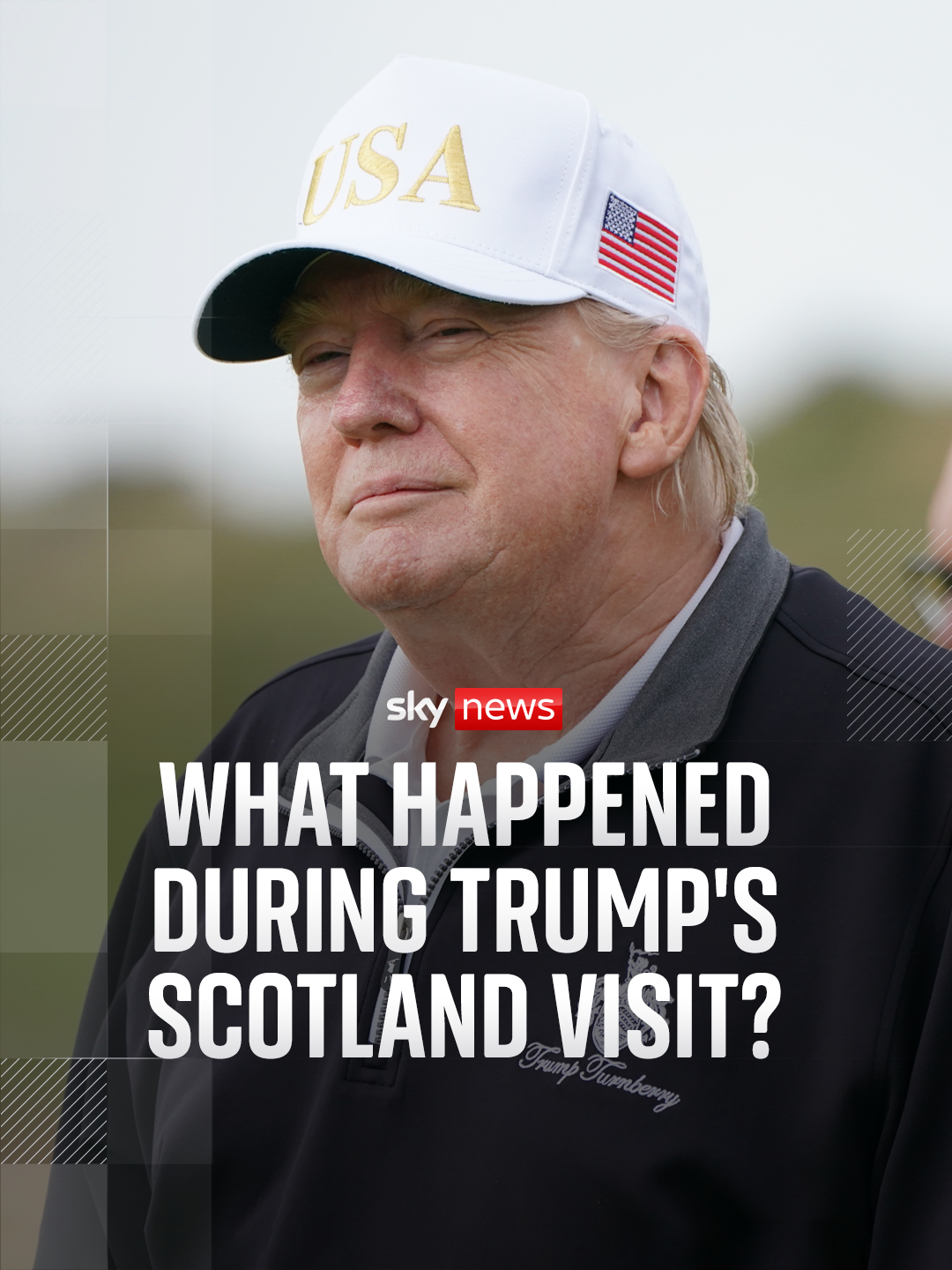 A post by @skynews on TikTok caption: #DonaldTrump's holiday has included a trip to Trump #Turnberry in South Ayrshire and meetings with Sir Keir #Starmer, Ursula von der Leyen, and Mr Swinney. Sky News takes a look at everything that happened during Trump's #Scotland visit
