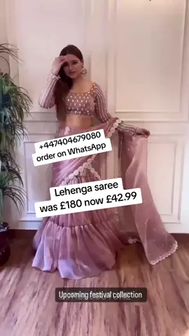 A post by @uksuits__collections1 on TikTok caption: +447404679080 order on WhatsApp #sareelove #sarees #bridal #lehengasaree #bridal 
