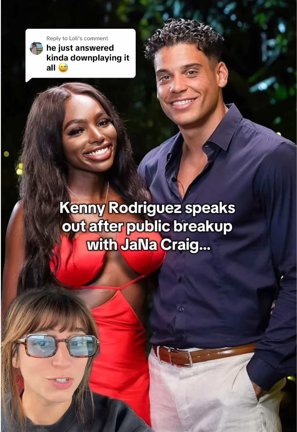 A post by @katericcio on TikTok caption: Replying to @Loli Now Kenny speaks out! #LoveIsland #loveislandusa #janacraig #kennyrodriguez #ppg #arianamadix #realitytv #peacock #celebritynews #greenscreen 