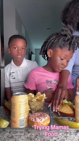A post by @clementineandthekiddos on TikTok caption: Trying mama food #tryingfood #munkbang #foodie #fyp Good morning 🌞 All items available click Walmart storefront⬇️ https://walmrt.us/48QicTZ  Have a blessed and safe day ❤️🙏🏾