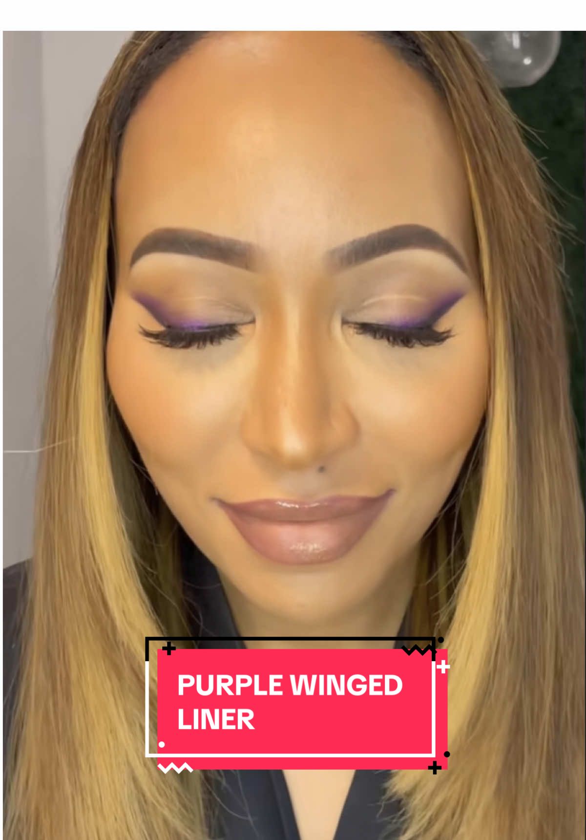 A post by @marascampo on TikTok caption: Purple Winged Liner✨ #blackgirlmagic #blackgirls #blackgirl #blackhair #blackhairstyles #hair #hairtransformation #hairideas #hairtutorial #protectivestyles #grwm #grwmroutine #grwmmakeup #makeup #wingedeyeliner #eyemakeup #purpleeyeshadow 