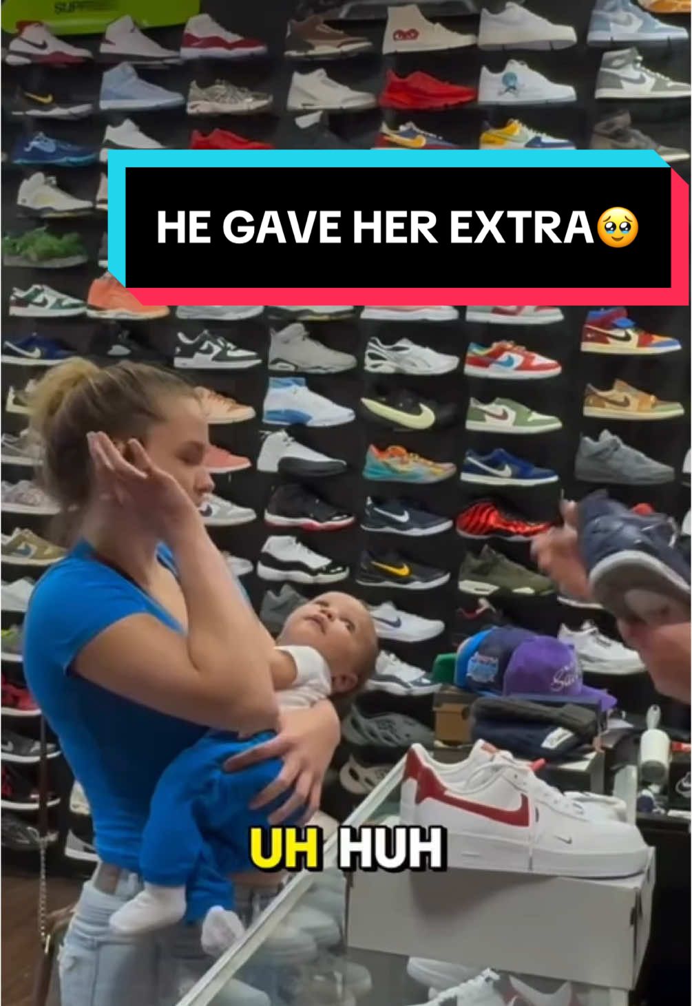 A post by @brkicks on TikTok caption: He gave her more than she asked for 🫡 (via @Heat Archive) #sneakers #sneakerheads #sneakerhead #sneakerheadsbelike #resell #trading #reseller #sneaker #jordans #jordan4s #family 