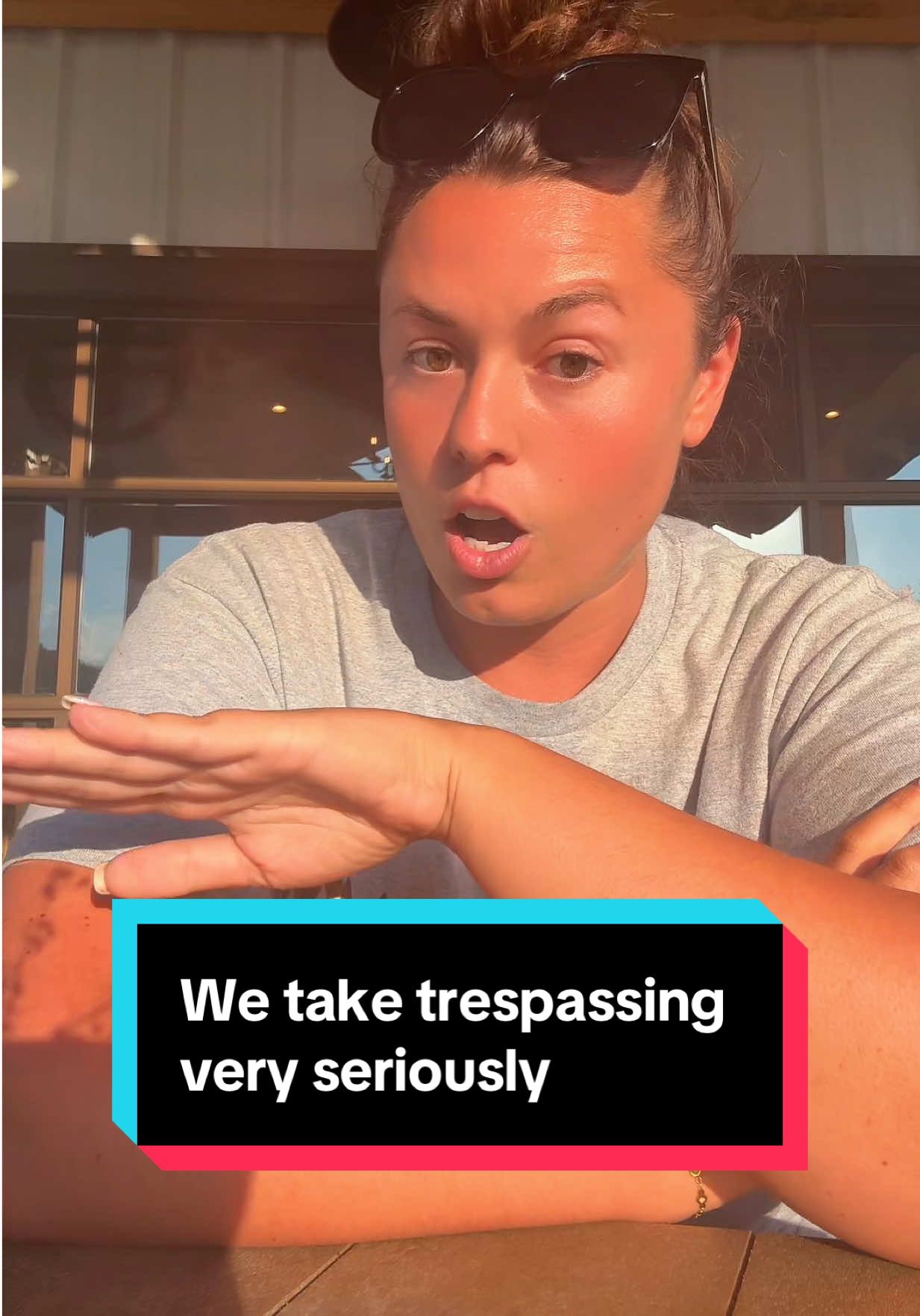 A post by @katievanslyke on TikTok caption: We take trespassing extremely seriously, regardless of your position in the community. Do not come on our property uninvited!