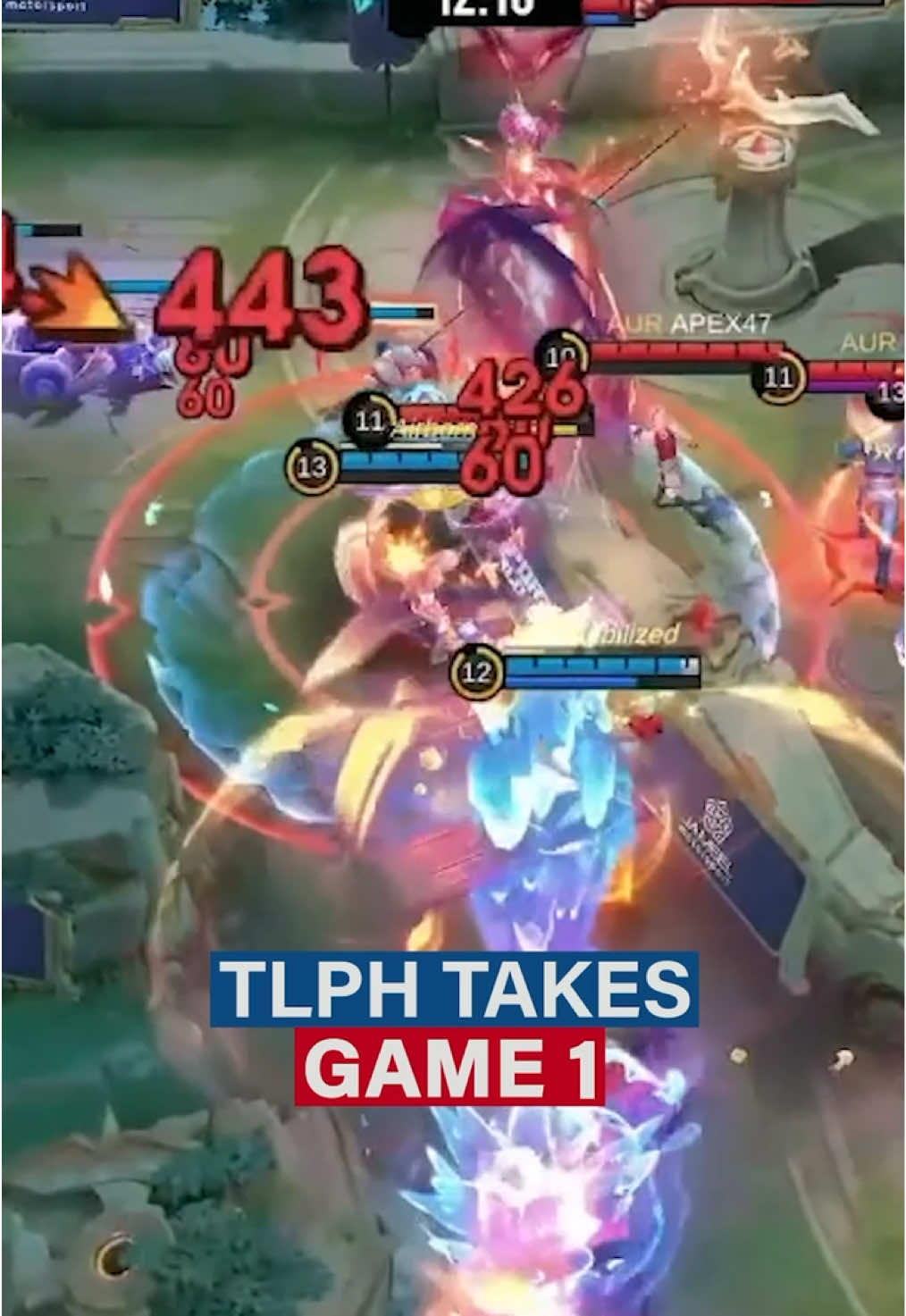 A post by @mplph_official on TikTok caption: TLPH TAKES GAME 1!🔥 #MPLPH #MPLPhilippines #MLBB #MobileLegendsBangBang #EsportsPH #MPLPHSeason15 #PusoAtGalingYanAngLakasNgPinas #OneGameTwoChampions #MSCatEWC25