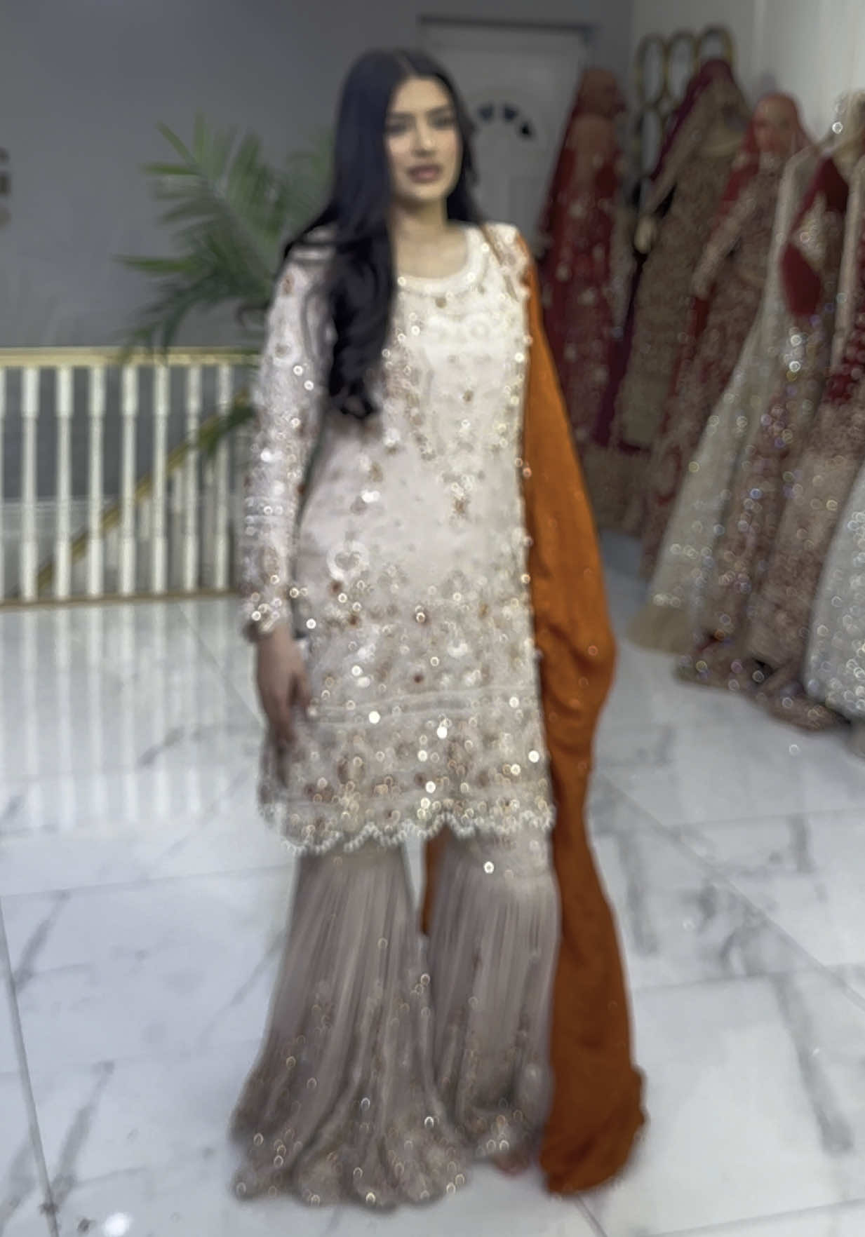 A post by @7aatrangbridal on TikTok caption: BEAUTIFUL GHARARA STYLE OUTFIT BY 7AATRANG BRIDAL🤩❤️#7aatrang #saiyaara #fancy #newstock #kidsdress #CapCut #benharad #unfreezemyacount #burjfabrics #pathanscollection #shahjahan #krishkapoor #vaanikapoor #fyp #million #model #bridal #saree #arabi #sale 
