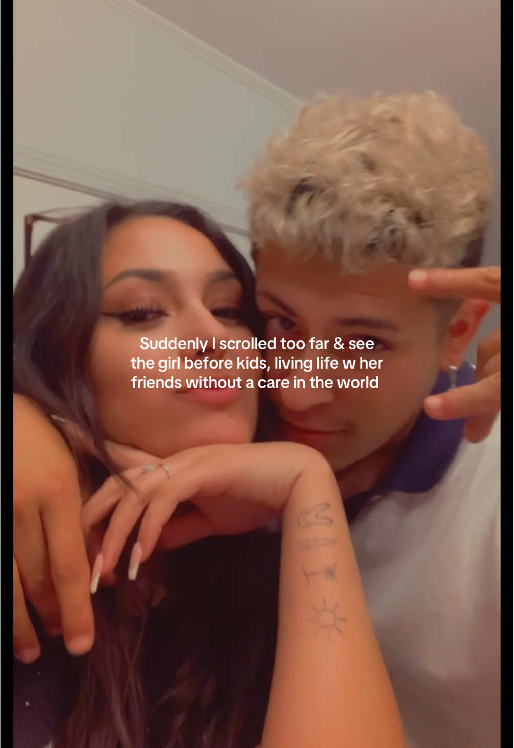 A post by @ on TikTok caption: Do I mourn her? Yes. But I wouldn’t change anything in the world🫶 people are meant to grow and evolve & my baby makes my days a little brighter🥹 but we all wish we could go back in time some days just to relive some memories🙂‍↕️🫶